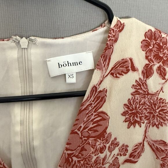 Bohme Tiered Button Midi Dress XS Boho Prairie Short Sleeve Cottagecore Feminine - Picture 7 of 16